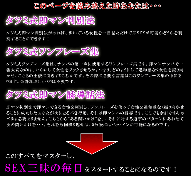 タツミ式即マンナンパ法